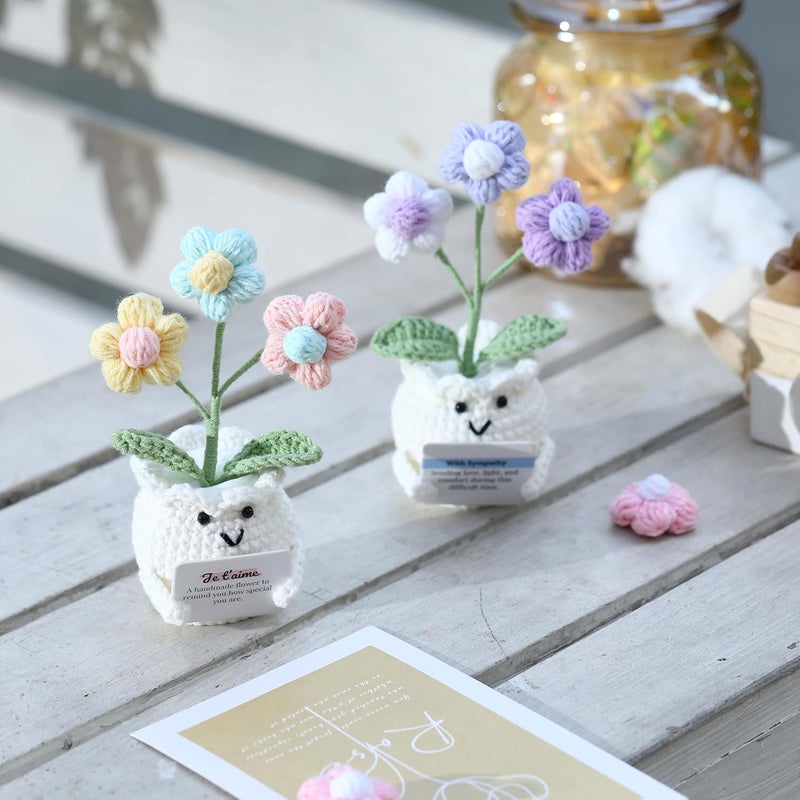 YOOJEE Crochet Sympathy Gifts for Loss of Loved One – Send Sympathy Crochet Puff Flower Potted Plant with Comfort Card – Bereavement, Grief Support Gift Idea for Grandpa Grandma Mom Dad Women Friends - Image 4